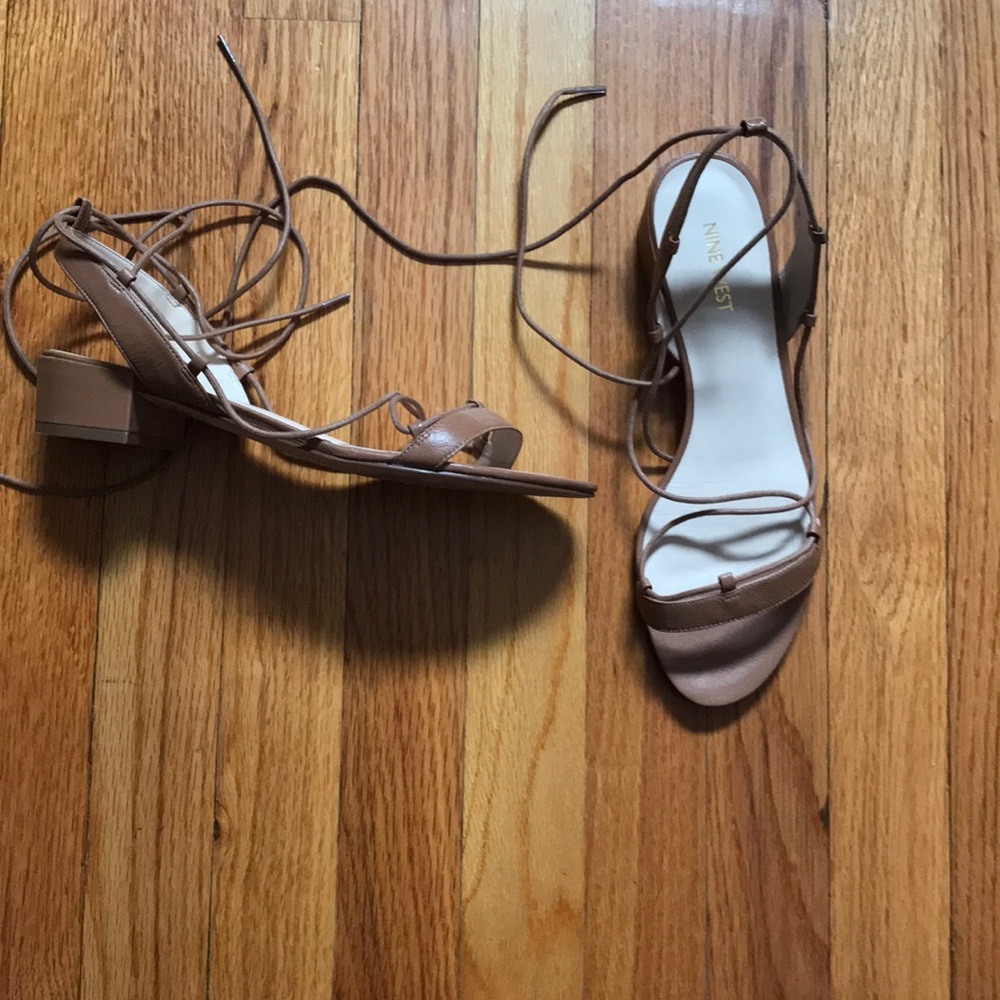 Lace up nude sandal worn once